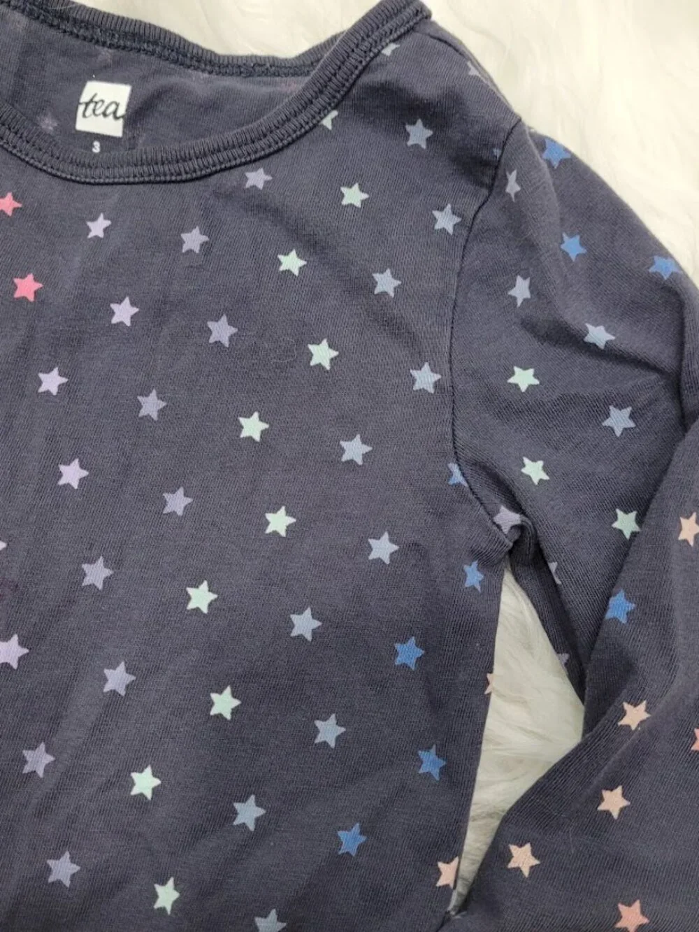 Tea Collection Blue Star Cotton Dress Navy Kids Girls Toddler 3T Colorful Kawaii